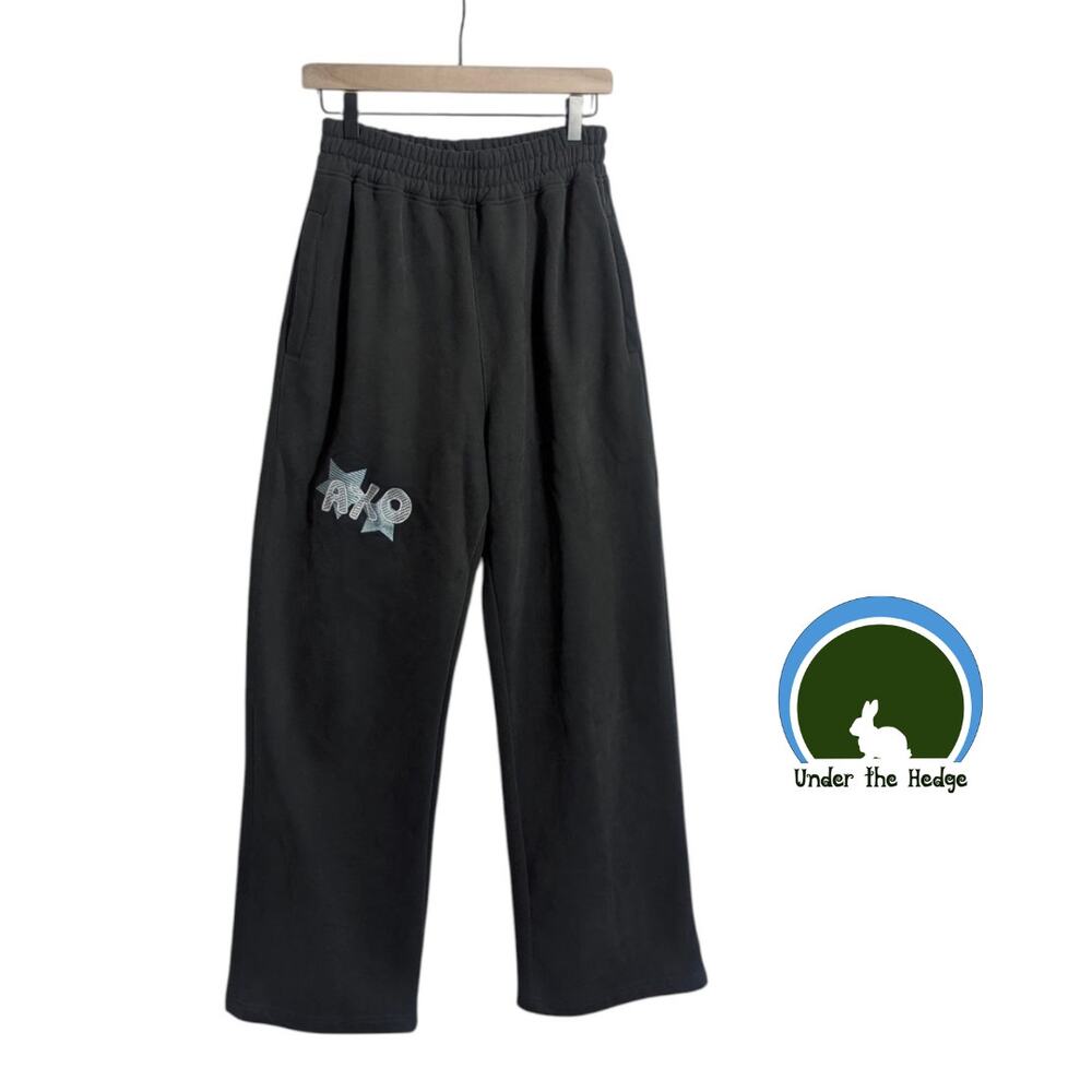 Mitch Flippo Dark Gray Embroidered Wide Leg Heavy Cotton Pants M L Street